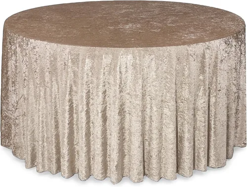 Miniatura 25 de YOUR CHAIR COVERS - Mantel redondo de terciopelo triturado de 120 pulgadas para mesas redondas de 5 pies - Azul polvoriento Azul empolvado