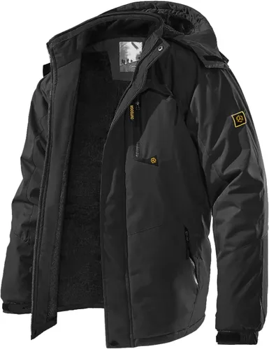 Miniatura 12 de Chaqueta de esquí para hombre, de invierno, con forro polar cálido, impermeable, cortavientos, con capucha, para montaña, senderismo, nieve y lluvia