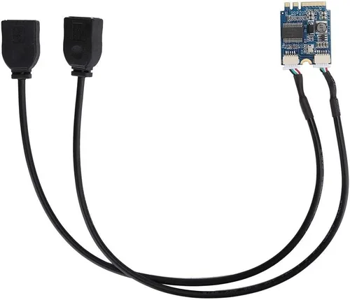 Miniatura 7 de M.2 NGFF a tarjeta elevadora USB, llave A-E a doble puerto USB2.0 tarjeta de expansión de interfaz, adaptador de cable, fácil de instalar y cómodo