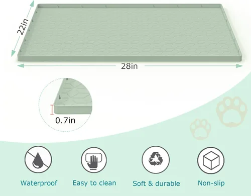 Miniatura 4 de Alfombra para Arena de Gatos, Alfombra de Silicona Grande para Caja de Arena - 28 x 22 pulgadas, Impermeable y Antideslizante, Duradero y Fácil
