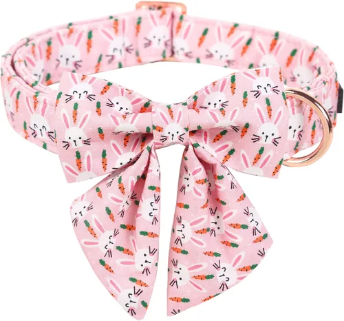 Miniatura 16 de ARING PET Collar de perro con corbatín, collares de terciopelo para perros con corbatín extraíble, collar de lazo ajustable para perros hembras