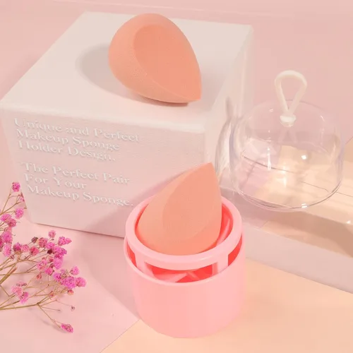 Miniatura 7 de Juego de esponjas de tocador, esponja mezcladora de belleza con soporte, mezcladora de maquillaje impecable para base, líquido, herramientas