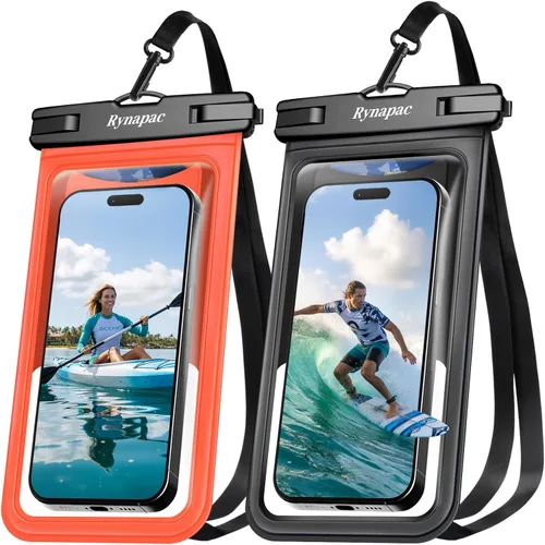 Miniatura 20 de Rynapac Funda impermeable para teléfono [hasta 8.5 pulgadas], paquete de 2, funda impermeable IPX8 con cordón para iPhone 17, 16, 15 Pro Max