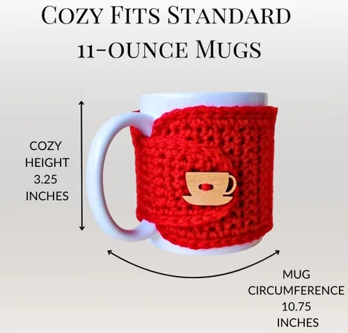Miniatura 4 de Taza acogedora con taza de madera y botón de platillo (rojo y avena)