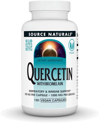 Source Naturals Quercetina con bromelina, apoyo respiratorio e inmunológico* - 500 mg por cápsula, 1000 mg por porción - 120 cápsulas veganas