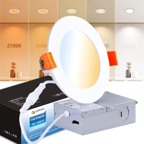 Miniatura 13 de CycevSun Luz LED empotrable de 6 pulgadas, iluminación de oblea, regulable y 3000 K, 4000 K, 5000 K, seleccionable, 12 W, 120 V, clasificación IC