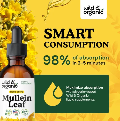 Miniatura 4 de Wild & Organic Gotas de gordolobo para pulmones - Desintoxicación y limpieza - Extracto de hoja de gordolobo para pulmones con equinácea - Añadir al