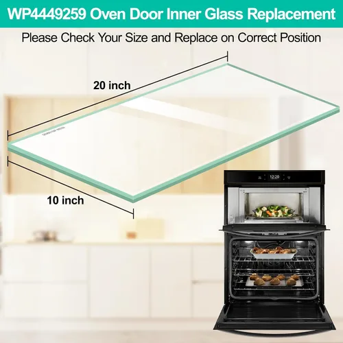 Miniatura 5 de Reemplazo de vidrio para puerta de horno WP4449259 actualizado con Whirlpool 4449259 - Vidrio interior para horno Whirlpool 4449259, vidrio