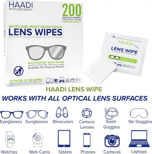Miniatura 2 de Toallitas limpiadoras de lentes para anteojos, 200 unidades, envueltas individualmente, multiusos, prehumedecidas para lentes de anteojos, cámaras