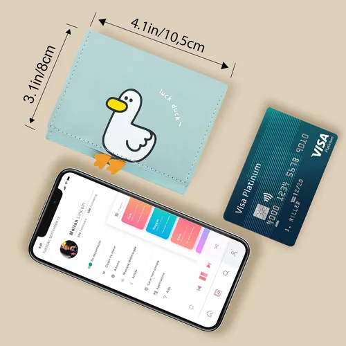 Miniatura 25 de CONISY Lindas carteras para mujer, de cuero con bloqueo RFID, pequeña cartera triple con ventana de identificación para niñas y mujeres