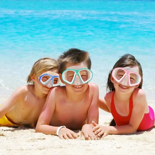 Miniatura 5 de Supertrip Kids Swim Goggles with Nose Cover for Ages 6-14, Tempered Glass Fabric Strap Swimming Snorkel Mask for Pool Beach B-lake Azul