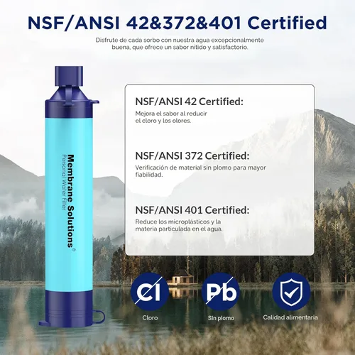 Miniatura 3 de Membrane Solutions Filtro de agua de paja S1, certificado NSF/ANSI 42 y 372 y 401, equipo portátil de filtración de supervivencia, preparación