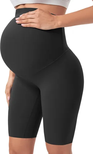 Buttergene Pantalones cortos de maternidad sobre el vientre, pantalones cortos de motociclista para embarazo, pantalones cortos de entrenamiento