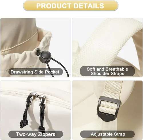 Miniatura 7 de Mochila ligera, mochila universitaria impermeable para lindas mochilas estéticas, mochila casual para hombres y mujeres (beige)