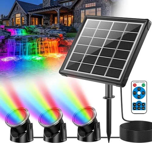 Miniatura 12 de POPOSOAP Luces de estanque, 4 en 1, luces de estanque subacuáticas blancas cálidas, focos LED impermeables IP68 para paisajismo para estanque