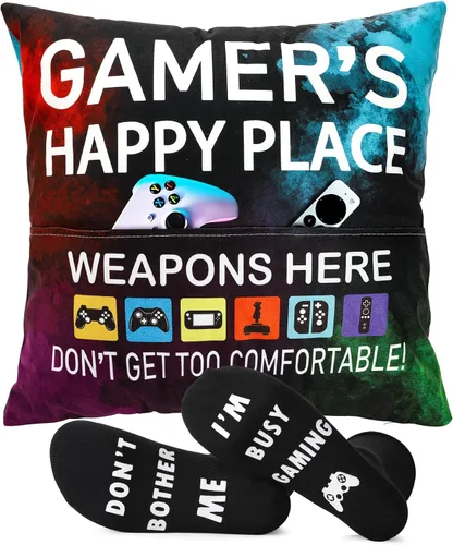 Miniatura 8 de Regalos de jugador OCCdesign para adolescentes y hombres, decoración para habitación de juegos, juego de funda de almohada para jugador y calcetines