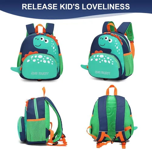 Miniatura 5 de Mochila pequeña para niñas y niños, mochila para perschool con correa para el pecho, dibujos animados 3D, Dinosaurio, Linda mini mochila para niñas