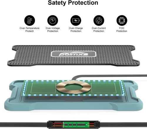 Miniatura 3 de POLMXS - Cargador inalámbrico para automóvil, cargador inalámbrico para teléfono celular, con luz RGB, alfombrilla de carga inalámbrica compatible