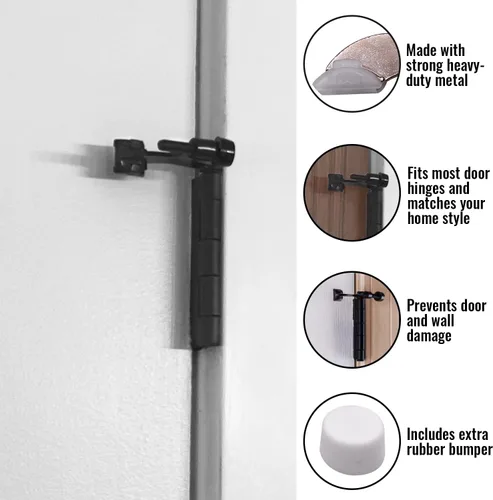 Miniatura 6 de DCC Home Decor - Paquete de 12 topes de puerta con pasador de bisagra, ajustable, resistente, protector de pared de 2.5 pulgadas de ancho con Mate