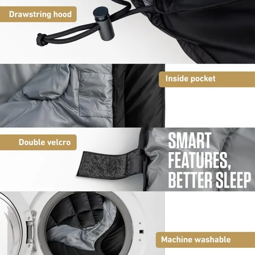 Miniatura 5 de VENTURE 4TH Saco de dormir para mochileros – XXL, tamaños dobles e individuales – Saco de dormir ligero para clima cálido y frío para adultos, niños