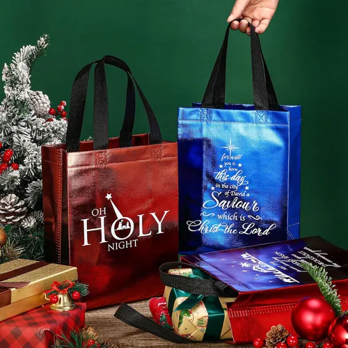 Miniatura 4 de 42 bolsas de regalo cristianas a granel con asa, semana de apreciación del pastor, bolsas de regalo de versículos bíblicos no tejidas, bolsas