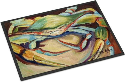 Miniatura 247 de Caroline's Treasures JMK1017JMAT - Tapete de caza de rana garza azul, 24 x 36 pulgadas, tapete para puerta delantera, interior y exterior