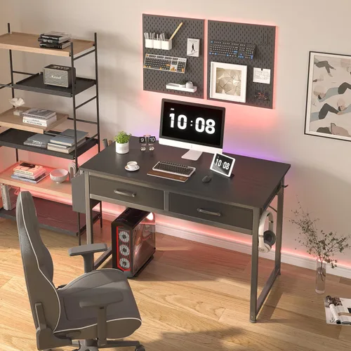Miniatura 2 de DLisiting - Escritorio para computadora con cajones de tela para oficina en casa, dormitorio, escritorio pequeño de 40 pulgadas para juegos con 2