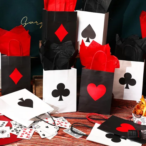 Miniatura 2 de Outus 36 bolsas de regalo de fiesta de casino, 24 unidades, suministros de fiesta temática de casino, 8.3 x 6 x 3 pulgadas, bolsas de papel