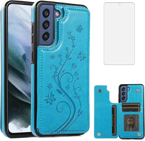 Miniatura 13 de Funda de teléfono para Samsung Galaxy S21 FE Gaxaly S 21 FE 5G con protector de pantalla de vidrio templado, tarjetero con soporte para tarjetero