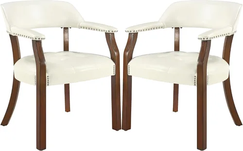 Miniatura 21 de Sillas de comedor con tapizados y brazos, silla de escritorio de oficina con remaches de metal. Sillas de capitán de jefe de PU, taburetes