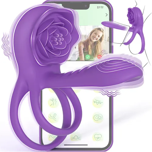 Miniatura 10 de Anillo vibrador para el pene con estimulador de clítoris rosa, vibrador de anillo para el pene para parejas, juguetes sexuales para hombres