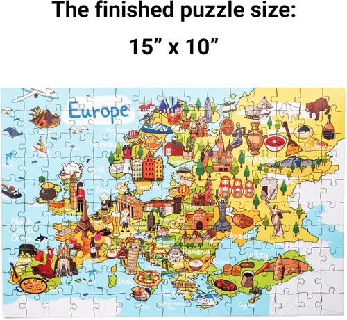 Miniatura 3 de Rompecabezas de madera de mapa de Europa de 152 piezas, 10 x 15 pulgadas