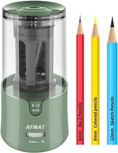 Miniatura 11 de AFMAT Sacapuntas Eléctrico para Lápices de Colores, Parada Automática, Afilado Rápido en 3s, Sacapuntas de Agujero Grande con Enchufe para Lápices