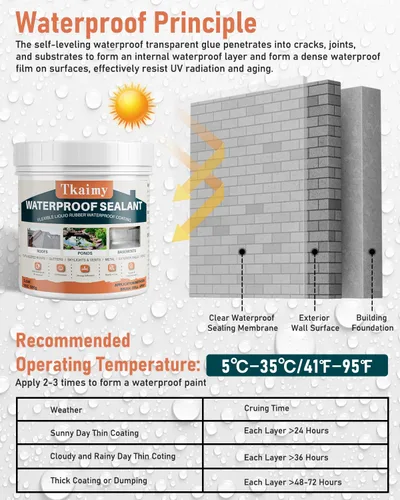 Miniatura 4 de Tkaimy Agente de recubrimiento impermeable invisible transparente, sellador impermeable líquido de 17 onzas, sellador de agua transparente