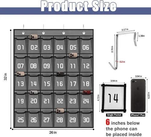 Miniatura 2 de Loghot Accesorios para el Aula Organizador de Bolsillos para Armario Portador de Teléfonos Celulares Organizador Colgante de Pared y Puerta