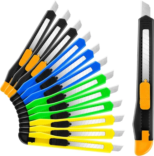 Miniatura 13 de Exacto - Cortador de cajas retráctil, paquete de 4 unidades, cuchillo utilitario de alta calidad, cuchillas de 0.315 pulgadas de ancho, abridor
