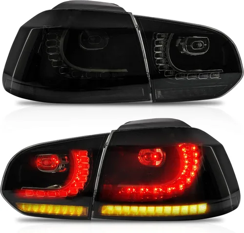 Miniatura 12 de VLAND Conjunto de luces traseras para Golf 6 2010-2014, luces traseras con DRL, luz trasera con luces antiniebla y señal de giro secuencial, rojo