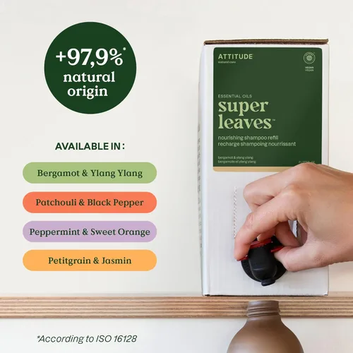 Miniatura 2 de ATTITUDE Recambio de champú nutritivo, bergamota e ylang ylang, verificado por EWG con aceites esenciales, vegano y a base de plantas, cuidado