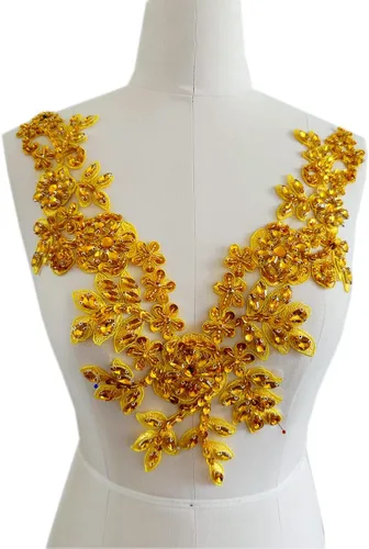 Miniatura 15 de Piedras de imitación hechas a mano con apliques de encaje a mano, cuentas de costura a mano, parches de recorte, accesorios para escote de vestido