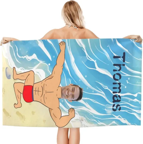 Miniatura 12 de Toalla de playa personalizada con nombre, toallas de playa personalizadas con nombre de gran tamaño de secado rápido para playa, baño, piscina