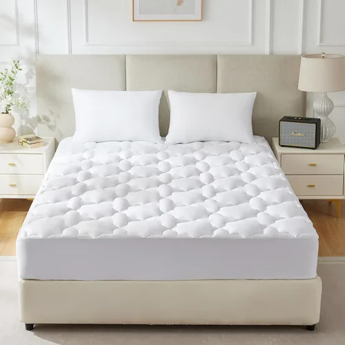 Miniatura 8 de CozyLux Cubrecolchón tamaño individual, acolchado de algodón refrescante de 450 GSM, bolsillo extra profundo para 8-21 pulgadas, certificado