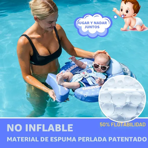 Miniatura 2 de Mambobaby Baby Float with Canopy & Tail Non-Inflatable Baby Swim Float Upgrade Soft Infant Pool Float Sun Protection Newborn Pool Float 3-24 Months