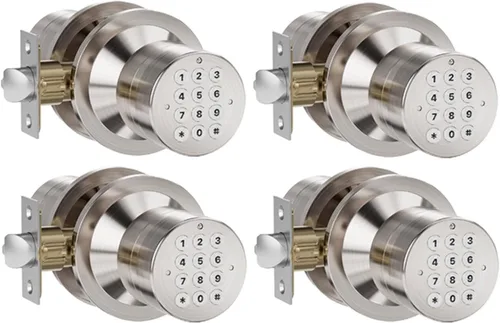 Miniatura 10 de Cerradura de entrada sin llave con código, pomo de puerta digital con teclado para dormitorio, puerta principal, garaje, hogar, apartamento, bronce