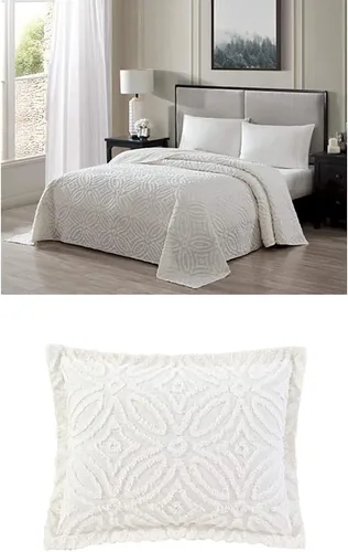 Miniatura 6 de Beatrice Home Fashions Colcha de Chenilla con Patrón Wedding Ring, Full, azul