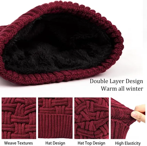 Miniatura 22 de Loritta Gorro de invierno cálido de punto grueso y holgado para hombre