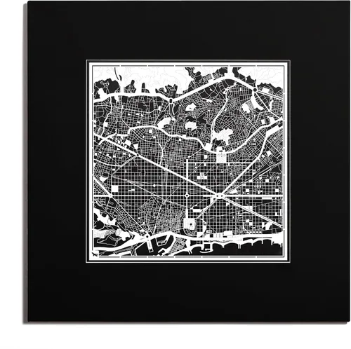 Miniatura 47 de O3 Design Studio Mapa de corte de papel Madrid negro mate de 20 x 20 pulgadas