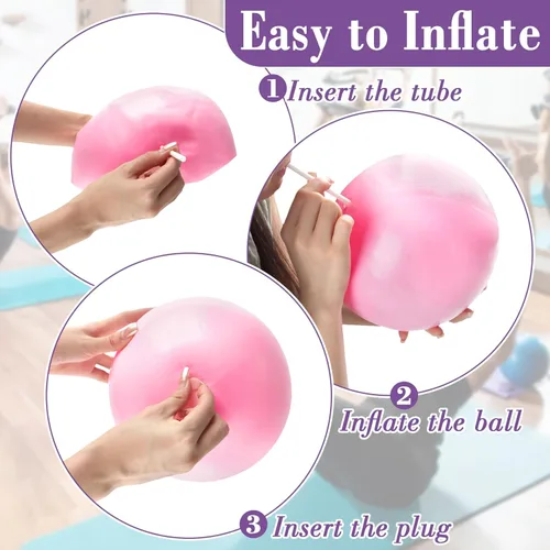 Miniatura 7 de RAINFLOW Pelota de ejercicio pequeña de 3 piezas, pelota de pilates de 9 pulgadas, pelota de yoga pequeña para estabilidad, terapia física, fitness
