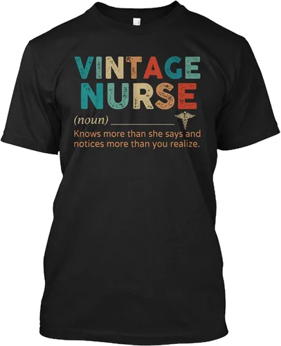 Camiseta de enfermera vintage para sustantivo de enfermera, color negro, talla S