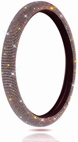 Miniatura 5 de Carwales - Funda para volante de coche con brillantes para mujeres y niñas, 15 pulgadas, universal, de diamantes de imitación de cristal colorido