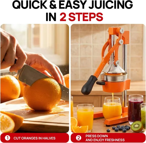 Miniatura 5 de Exprimidor de cítricos de hierro fundido de cocina, exprimidor manual de naranja, exprimidor de encimera resistente para limón, naranja, fácil